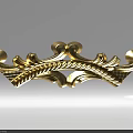 Intricate Golden Carving Decorative Ornament with Scroll Patterns and Woven Details
