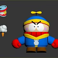 Cartoon Character With Blue Helmet Red Gloves Angry Expression Floating Can And Cotton Object