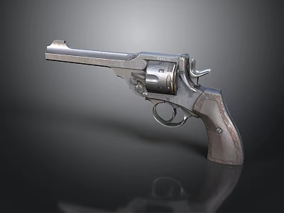Vintage Revolver With Shiny Metal Body And Wooden Grip On Dark Background 3d model