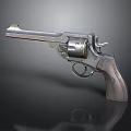 Vintage Revolver With Shiny Metal Body And Wooden Grip On Dark Background