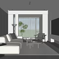 Modern Living Room Interior With White Sofa Coffee Table And Floor To Ceiling Windows