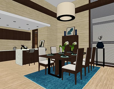 Dining table and chair combination 3d model