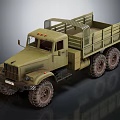 Military Green Off Road Truck With Open Cargo Bed And Large Tires