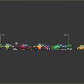 Colorful Toy Cars Arranged in Vibrant Pattern with Green Design Board