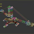Industrial Crane Structure With Tower Boom Base And Support Wheels