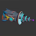 Futuristic Weapon With Blue Yellow Orange Accents Spiral Design And Pink Tip