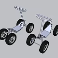 Two Blue Handcarts With Large Wheels And Metal Frames For Transport 3d model