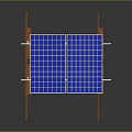 Blue Solar Panels Mounted on Brown Support Brackets with Metal Frames 3d model