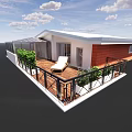 Detached Villa Featuring Wooden Terrace Lounge Chair Green Plants And Black Railing