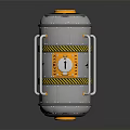 Cylindrical Gray Equipment With Yellow Black Warning Stripes And Circular Component Metal Stand