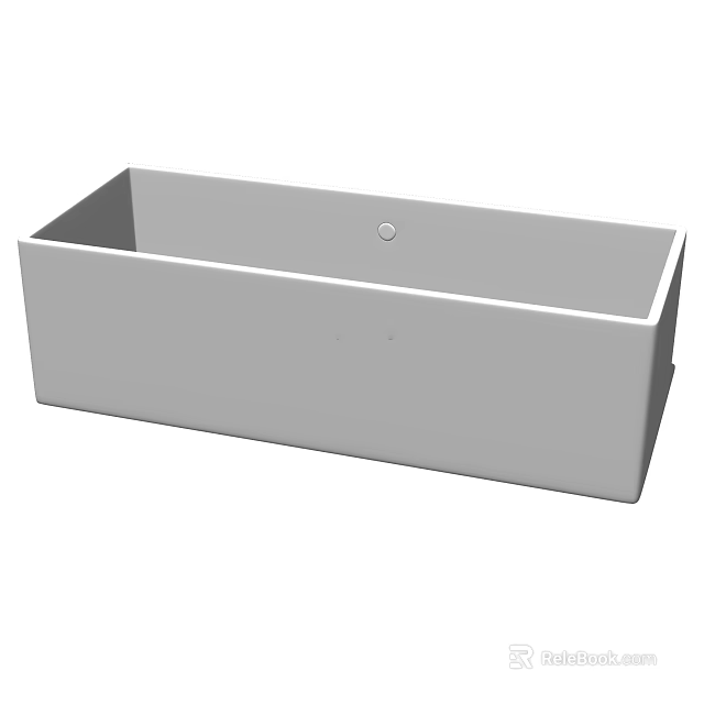 Sleek Modern Rectangular Bathtub With Standalone Design And Central Drain Hole 3d model 