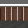 Brown Wooden Hinged Doors Featuring Different Panel Designs In Home Interior 3d model