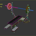 Fitness Weight Bench Press Equipment With Barbell And Red Weight Plates
