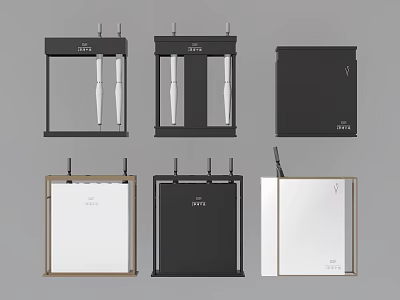Modern Home Office File Storage Boxes With Transparent Panels And Black White Brown Frames 3d model