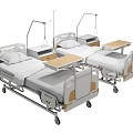 Adjustable Medical Beds with Bedside Tables and IV Poles for Hospital Use