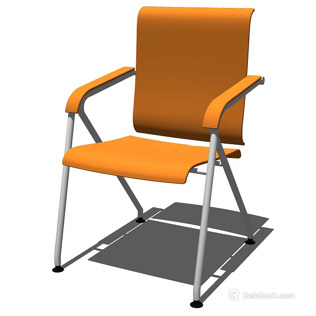 Orange Office Chair with Padded Armrests and Sturdy Metal Frame Comfortable Fabric Seat 3d model 