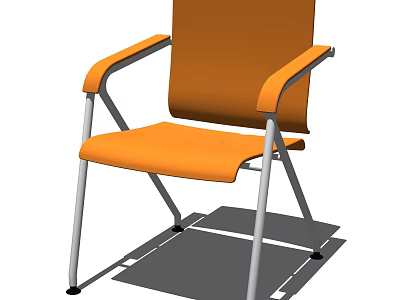 Orange Office Chair with Padded Armrests and Sturdy Metal Frame Comfortable Fabric Seat 3d model