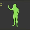 Futuristic Sci Fi Character In Helmet And Bodysuit With Green Glowing Accents Waving Hand