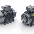 High Performance Industrial Electric Motors With Grey Housing Cooling Fins And Shafts
