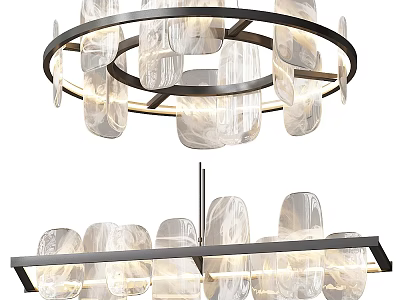 Modern Chandelier With Metal Frame And Transparent Glass Shades For Elegant Lighting 3d model