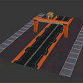 Cartoon Scene With Orange Bridge And Blue Track On Playful Colorful Ground Design