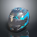 3D Rendered Blue Black Helmet Featuring Lightning Pattern Transparent Visor And Z3 Lettering