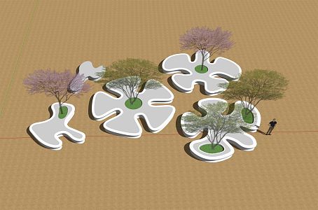 Modern Tree Pool Landscape Tree Pool Seat 3d model