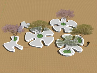 Modern Tree Pool Landscape Tree Pool Seat 3d model