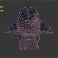 3D Fantasy Character Creature Design With Blue Head Pink Gray Plump Body Stout Limbs