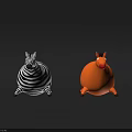 Inflatable Orange Horse and Black White Striped Zebra Decorative Figures