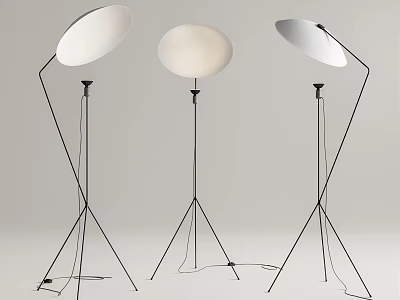 Modern Floor Lamps With Tripod Stand And White Shades In Different Shapes 3d model
