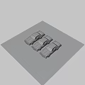 Black red and white model cars parked side by side on gray surface 3d model