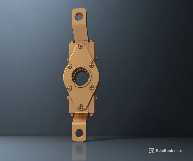 Golden Mechanical Metal Connector With Symmetric Structure And Bolt Holes 3d model 