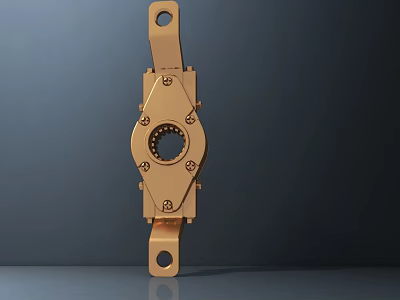 Golden Mechanical Metal Connector With Symmetric Structure And Bolt Holes 3d model