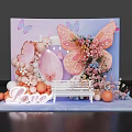 Romantic Photo Spot With Butterfly Decor Pink Purple Backdrop Balloons Flowers And Love Neon Sign