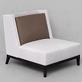 White Fabric Single Sofa With Brown Backrest And Black Legs Modern Design 3d model