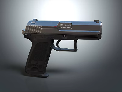 Modern Beretta M9 Handgun With Metallic Finish And Ergonomic Black Grip 3d model