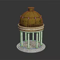 Elegant Architectural Structure Featuring Golden Dome White Columns And Decorative Base