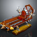 Decorative Wooden Cart With Metal Accents And Spiked Wheels For Home Decoration