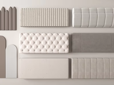 Various Textured Decorative Wall Panels With Quilted Leather And Striped Designs 3d model