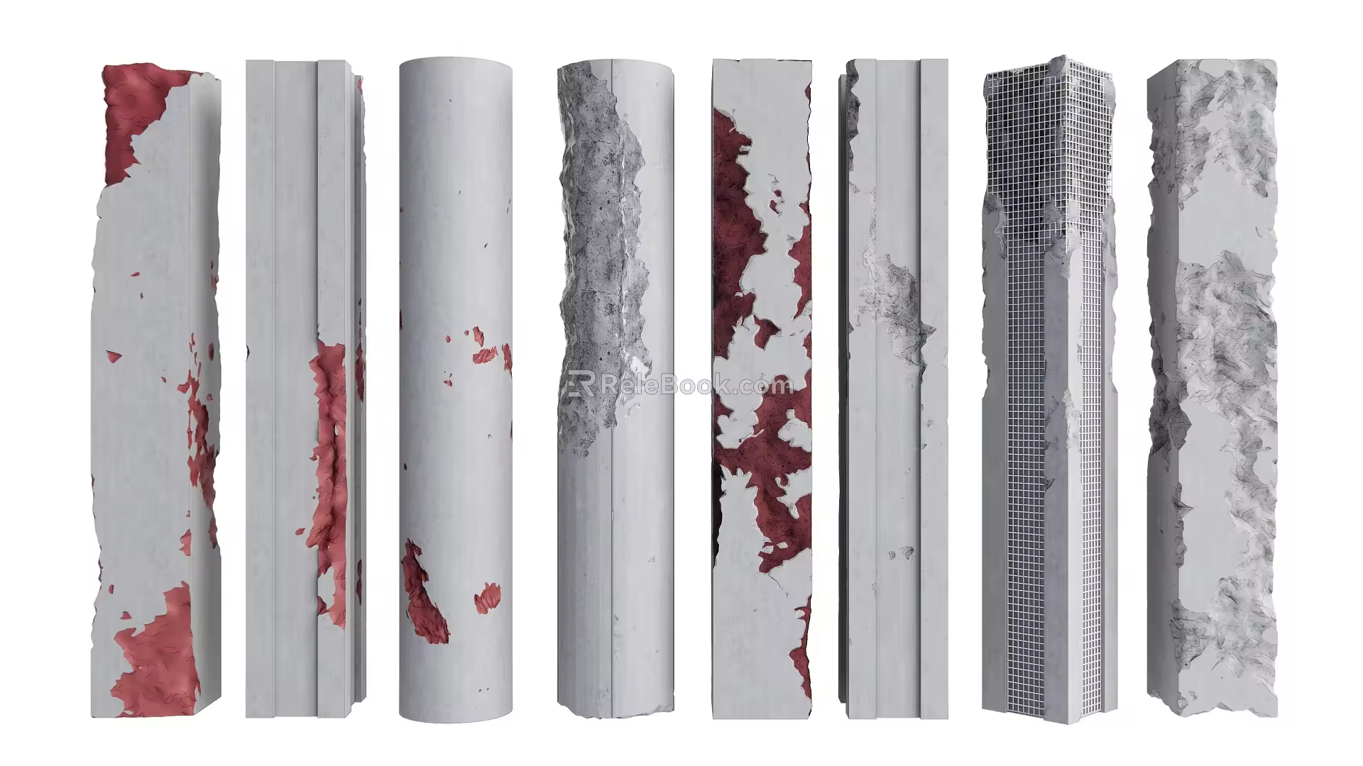 Modern Columns Damaged Columns Battle Damaged Columns 3d model