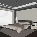 Modern Bedroom Interior Design With Large Bed Dark Headboard And Light Wooden Flooring