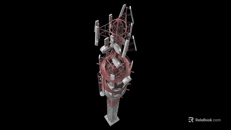 Industrial Equipment Tower Structure with High Strength Metal Framework Antennas and Sensors 3d model 