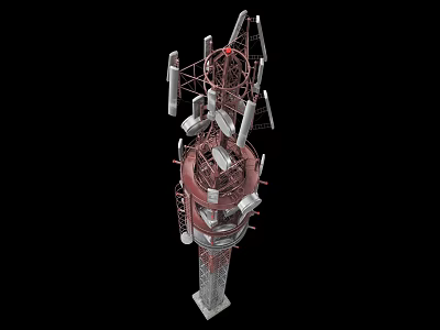 Industrial Equipment Tower Structure with High Strength Metal Framework Antennas and Sensors 3d model