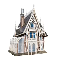 Detached Villa With Gabled Roof Tower Large Windows Balcony And Ornate Details