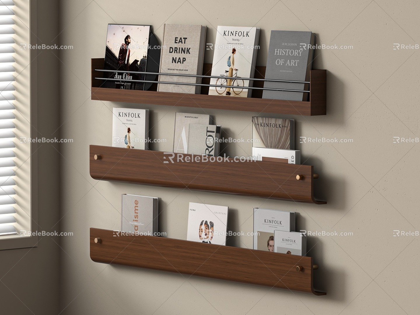 Middle Style Bookcase Bookshelf 3d model