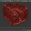 Stone Architectural Components Of Medieval Fortress With Steps Walls And Torches