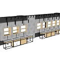 Modern Retail Display Shelves With Wall Mounted Cabinets Countertops Metal Frames And Spotlights