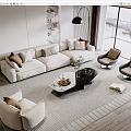 Modern sofa coffee table combination 3d model