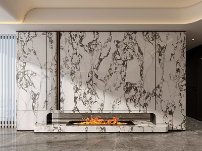 Light luxury living room stone TV background wall 3d model